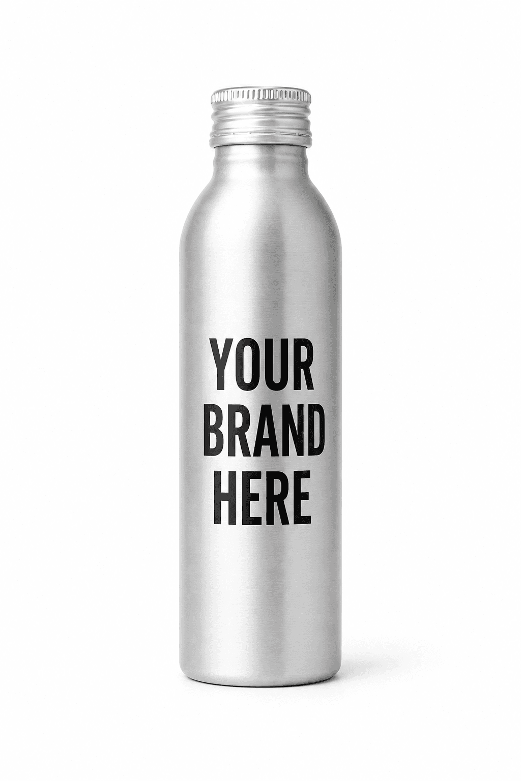 Branded stainless steel bottle with custom label placement