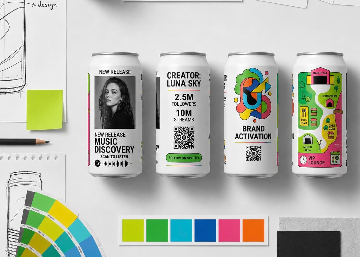 Drinks On Us sponsored cans for music, creator, brand activation and event campaigns